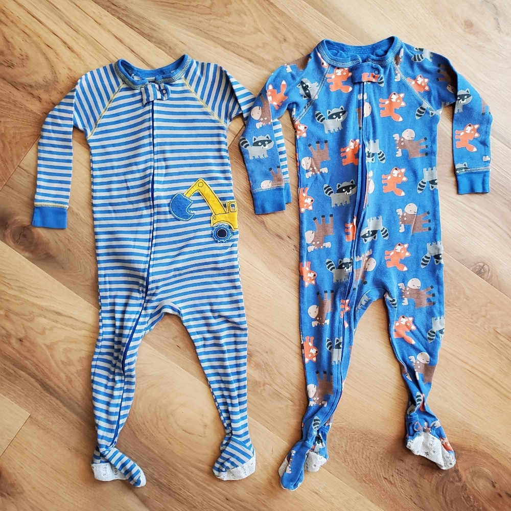 Carter's 18M Boy • Zip-Up Sleep & Play Bodysuit Pajamas Footies • Set of Two